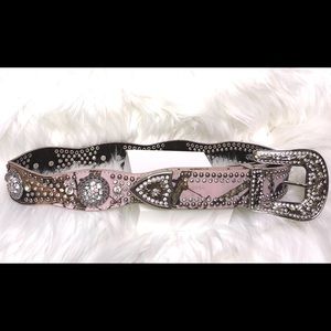 Bling Bling! Gorgeous Nocona Leather Belt Sz Small